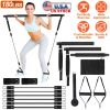 Pilates Bar Kit with 180LBS Resistance Bands Multifunctional Pilates Yoga Toning Bar Full Body Exercise Equipment Set for Beginners Intermediates Prof