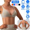 Women Deep V-Neck Sports Bras U-Shaped Back Sport Bras Padded Strappy Crop Open Back Low Impact Bras Sexy Fitness Tank Tops with Removable Pads for Gy