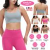 Women Strap Sport Bras Padded Strappy Crop Square Neck Low Impact Bras Sexy Fitness Tank Tops with Removable Pads Flat Straps for Gym Yoga Workout Run