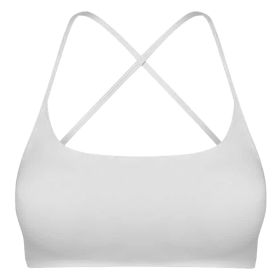 Women Cross Back Sport Bras Padded Strappy Crop Open Back Low Impact Bras Sexy Fitness Tank Tops with Removable Pads Thin Straps for Gym Yoga Workout (Option: White_M)