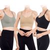3Packs Women Cross Back Sport Bras Padded Strappy Medium Support Bras Sexy Fitness Tank Tops with Removable Pads for Gym Yoga Workout Running