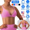 Women Deep V-Neck Sports Bras U-Shaped Back Sport Bras Padded Strappy Crop Open Back Low Impact Bras Sexy Fitness Tank Tops with Removable Pads for Gy