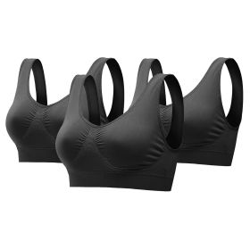 3 Pack Sport Bras For Women Seamless Wire-free Bra Light Support Tank Tops For Fitness Workout Sports Yoga Sleep Wearing (Option: 4XL)