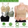 3Packs Women Cross Back Sport Bras Padded Strappy Medium Support Bras Sexy Fitness Tank Tops with Removable Pads for Gym Yoga Workout Running