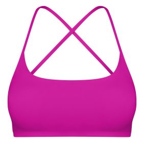 Women Cross Back Sport Bras Padded Strappy Crop Open Back Low Impact Bras Sexy Fitness Tank Tops with Removable Pads Thin Straps for Gym Yoga Workout (Option: RoseRed_S)