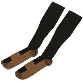 Unisex Copper Compression Socks Women Man Durable Hose Graduated Support Socks for Running Nursing Shin Splints Edema Swelling Recovery (Option: SM_Black)