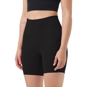 Women\'s High Waist Biker Shorts Tummy Control Pants Athletic Leggings Spandex Booty Shorts with 6.3In Inseam No Front Seam for Workout Yoga Running V (Option: Black_XL)