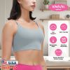 Women Strap Sport Bras Padded Strappy Crop Square Neck Low Impact Bras Sexy Fitness Tank Tops with Removable Pads Flat Straps for Gym Yoga Workout Run