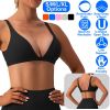Women Deep V-Neck Sports Bras U-Shaped Back Sport Bras Padded Strappy Crop Open Back Low Impact Bras Sexy Fitness Tank Tops with Removable Pads for Gy