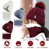 Winter Beanie Hat Scarf Set Women Warm Knitting Skull Cap Neck Warmer for Walking Running Hiking Camping Outdoors Gift