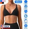 Women Deep V-Neck Sports Bras U-Shaped Back Sport Bras Padded Strappy Crop Open Back Low Impact Bras Sexy Fitness Tank Tops with Removable Pads for Gy