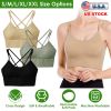 3Packs Women Cross Back Sport Bras Padded Strappy Medium Support Bras Sexy Fitness Tank Tops with Removable Pads for Gym Yoga Workout Running