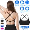 Women Cross Back Sport Bras Padded Strappy Crop Open Back Low Impact Bras Sexy Fitness Tank Tops with Removable Pads Thin Straps for Gym Yoga Workout