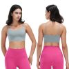 Women Strap Sport Bras Padded Strappy Crop Square Neck Low Impact Bras Sexy Fitness Tank Tops with Removable Pads Flat Straps for Gym Yoga Workout Run