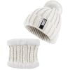 Winter Beanie Hat Scarf Set Women Warm Knitting Skull Cap Neck Warmer for Walking Running Hiking Camping Outdoors Gift