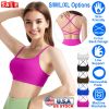 Women Cross Back Sport Bras Padded Strappy Crop Open Back Low Impact Bras Sexy Fitness Tank Tops with Removable Pads Thin Straps for Gym Yoga Workout