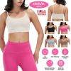 Women Strap Sport Bras Padded Strappy Crop Square Neck Low Impact Bras Sexy Fitness Tank Tops with Removable Pads Flat Straps for Gym Yoga Workout Run