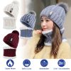 Winter Beanie Hat Scarf Set Women Warm Knitting Skull Cap Neck Warmer for Walking Running Hiking Camping Outdoors Gift