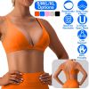 Women Deep V-Neck Sports Bras U-Shaped Back Sport Bras Padded Strappy Crop Open Back Low Impact Bras Sexy Fitness Tank Tops with Removable Pads for Gy
