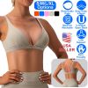 Women Deep V-Neck Sports Bras U-Shaped Back Sport Bras Padded Strappy Crop Open Back Low Impact Bras Sexy Fitness Tank Tops with Removable Pads for Gy