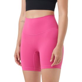 Women\'s High Waist Biker Shorts Tummy Control Pants Athletic Leggings Spandex Booty Shorts with 6.3In Inseam No Front Seam for Workout Yoga Running V (Option: Pink_XL)