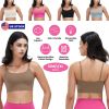 Women Strap Sport Bras Padded Strappy Crop Square Neck Low Impact Bras Sexy Fitness Tank Tops with Removable Pads Flat Straps for Gym Yoga Workout Run