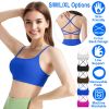 Women Cross Back Sport Bras Padded Strappy Crop Open Back Low Impact Bras Sexy Fitness Tank Tops with Removable Pads Thin Straps for Gym Yoga Workout