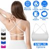 Women Cross Back Sport Bras Padded Strappy Crop Open Back Low Impact Bras Sexy Fitness Tank Tops with Removable Pads Thin Straps for Gym Yoga Workout